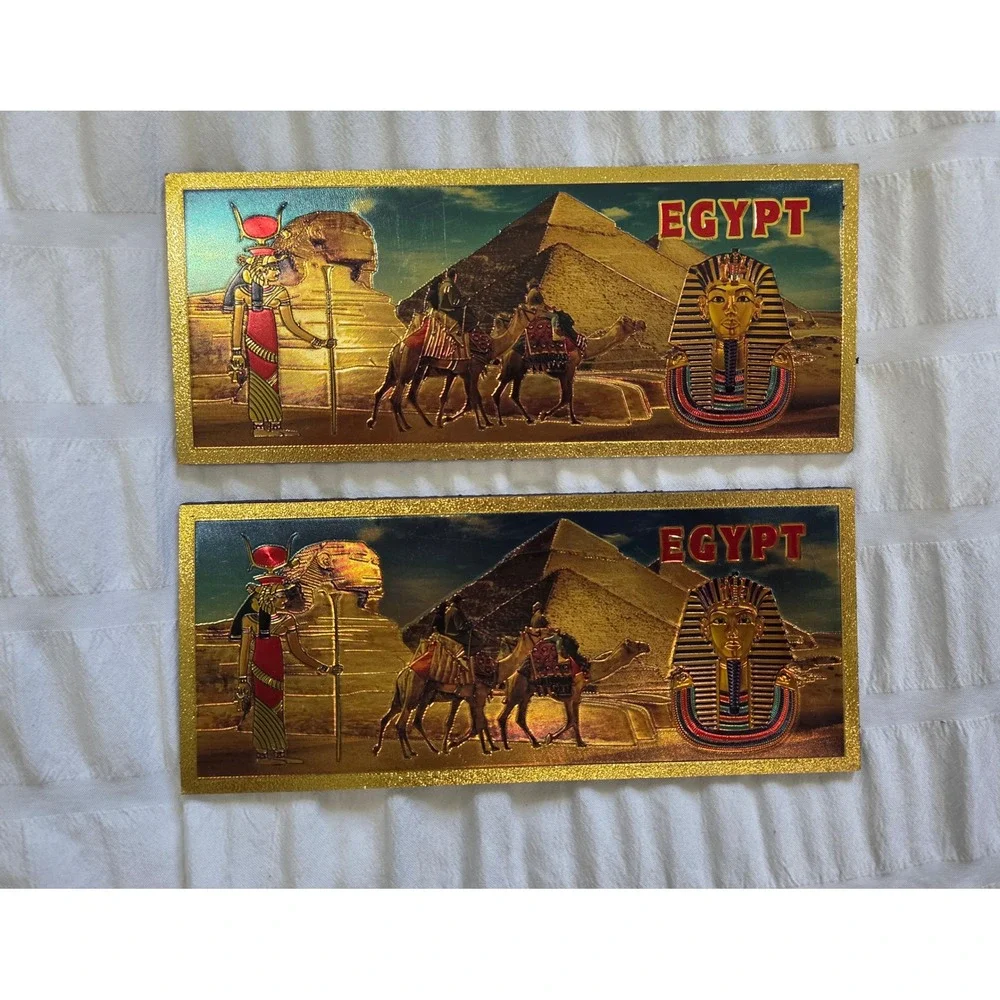 Gold Ancient Egypt King Tut Refrigerator Magnet 6 Inch Souvenir Hieroglyphics